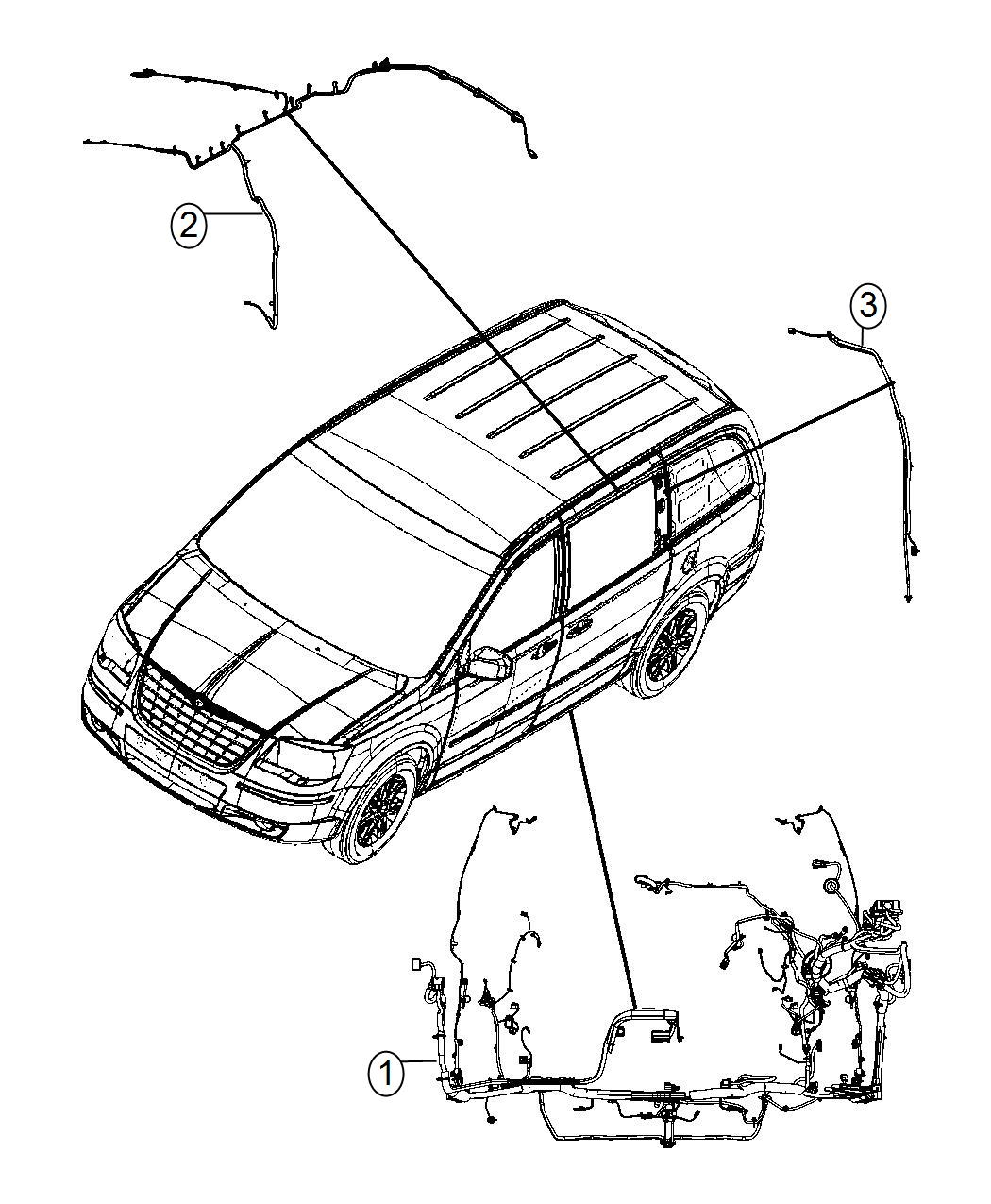 2014 Dodge Grand Caravan Wiring Body C pillar power Sunroof 3rd 