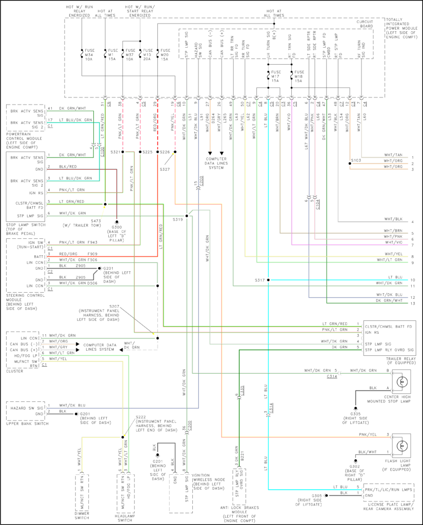 Need Color Codes For 2012 Dodge Grand Caravan Left Rear Tail Light 