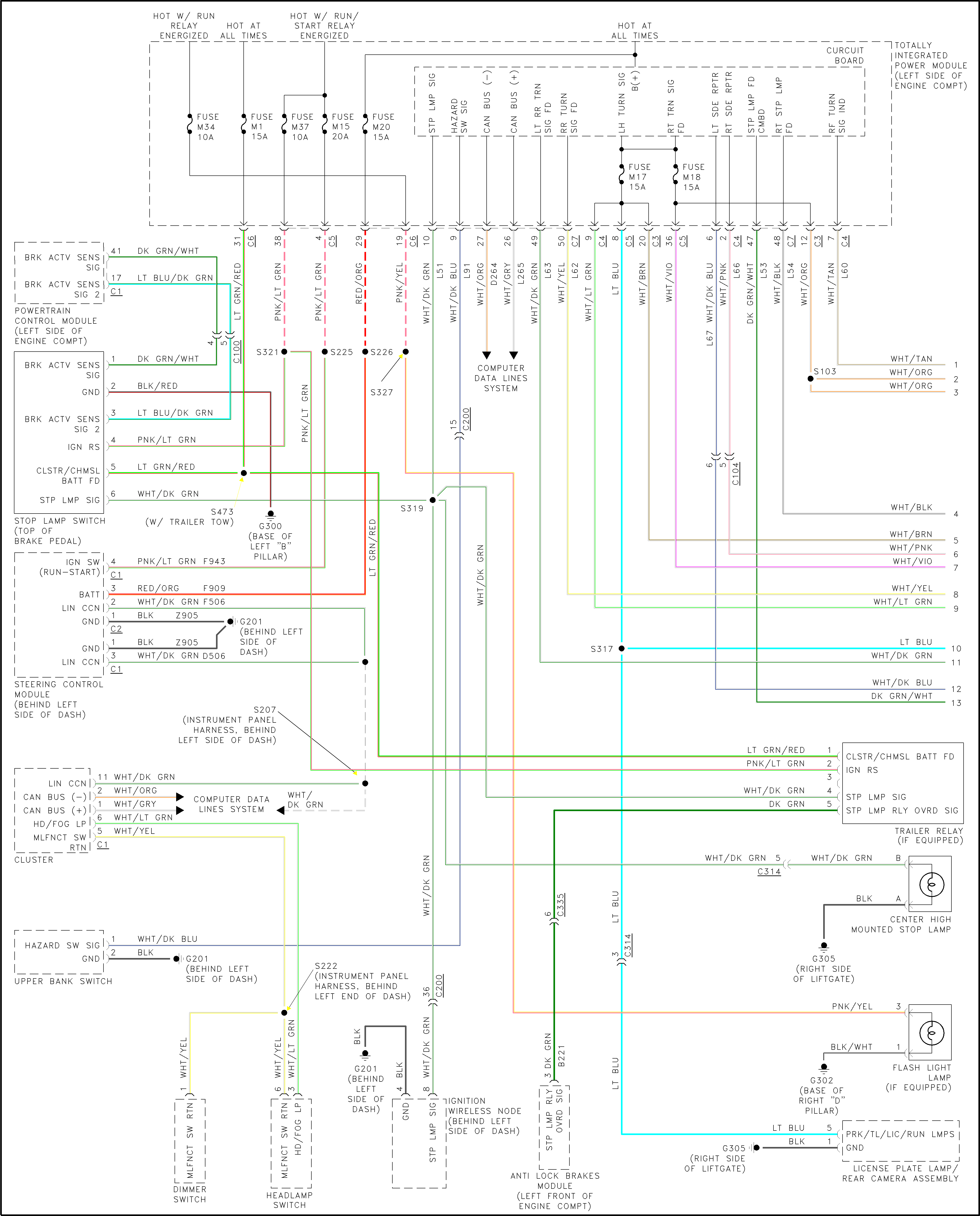 Need Color Codes For 2012 Dodge Grand Caravan Left Rear Tail Light 