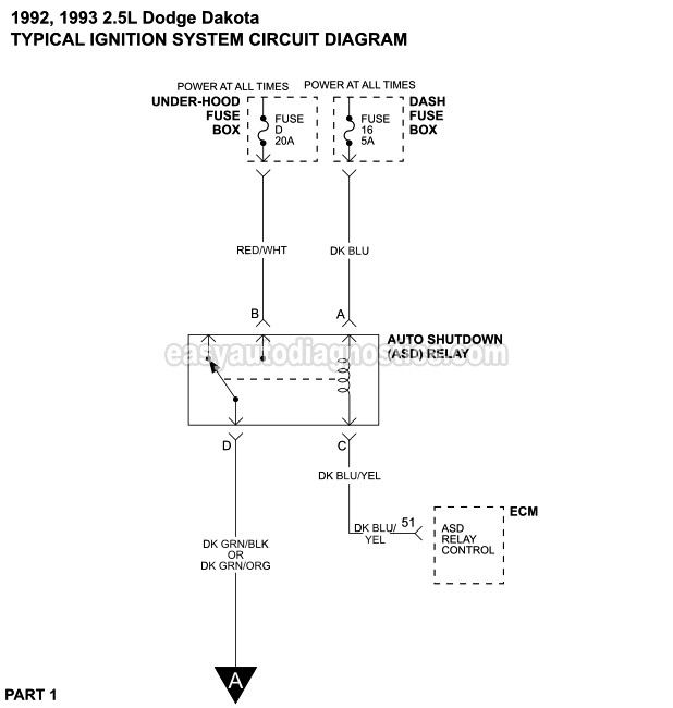 Part 3 Ignition System Wiring Diagram 1990 1992 2 5L Dodge Dakota