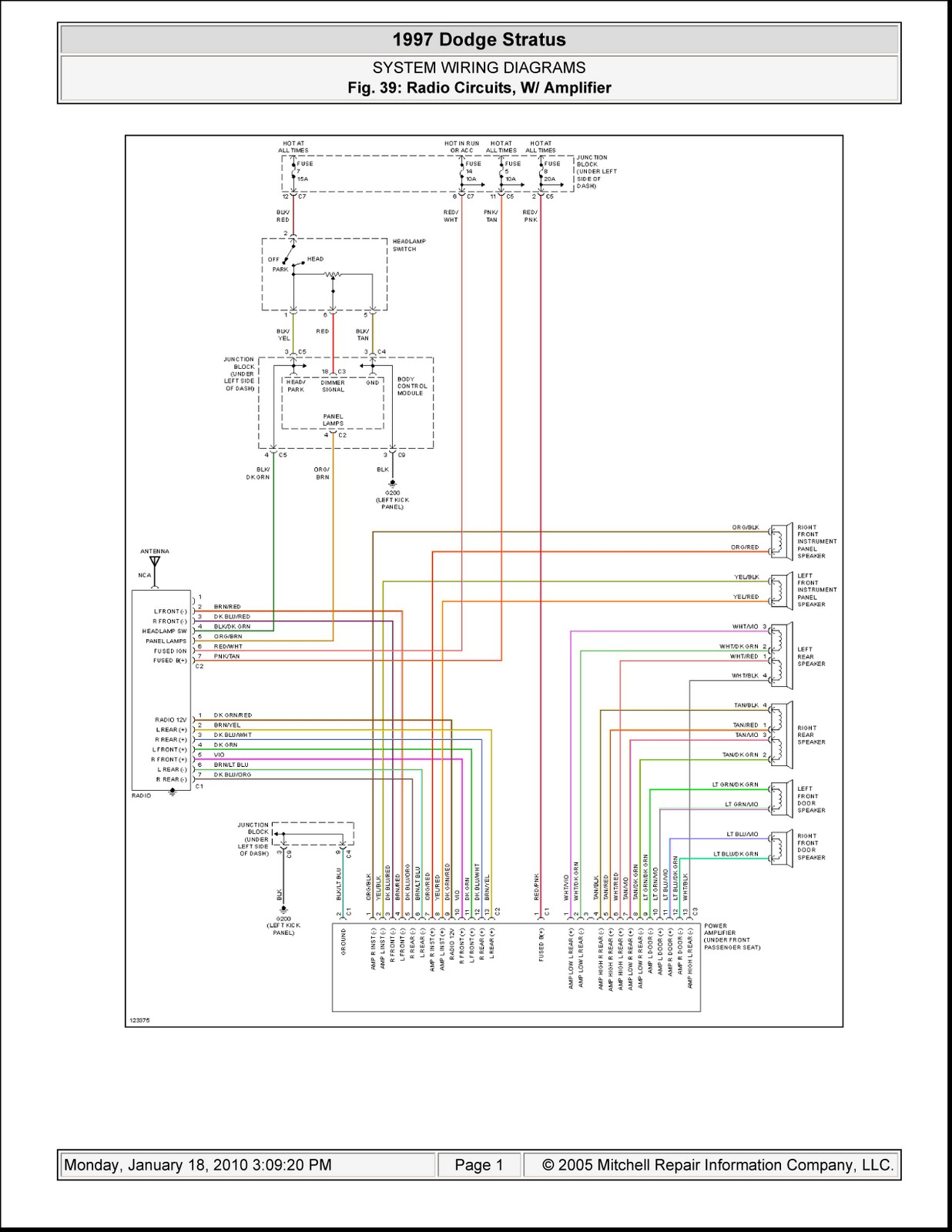 1997 Dodge Stratus Radio Circuits W Amplifier System Wiring Diagrams Schematic Wiring