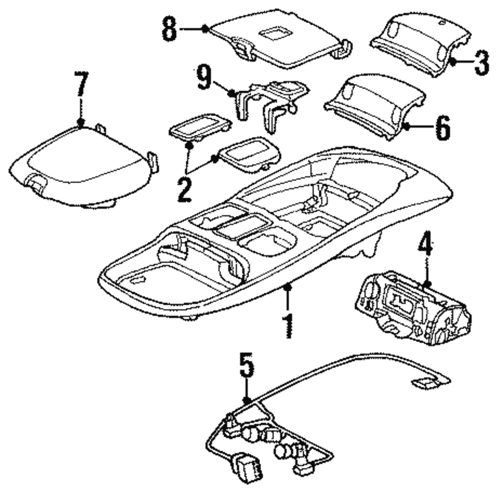 99 02 Dodge Ram Overhead Console Map Light Wiring W Switches MOPAR OEM 