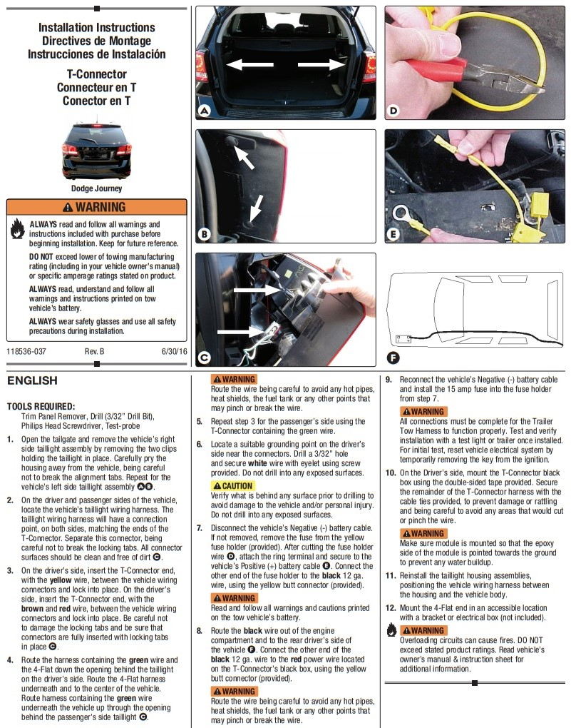 Trailer Hitch Wiring Tow Harness For Dodge Journey W LED Taillights 