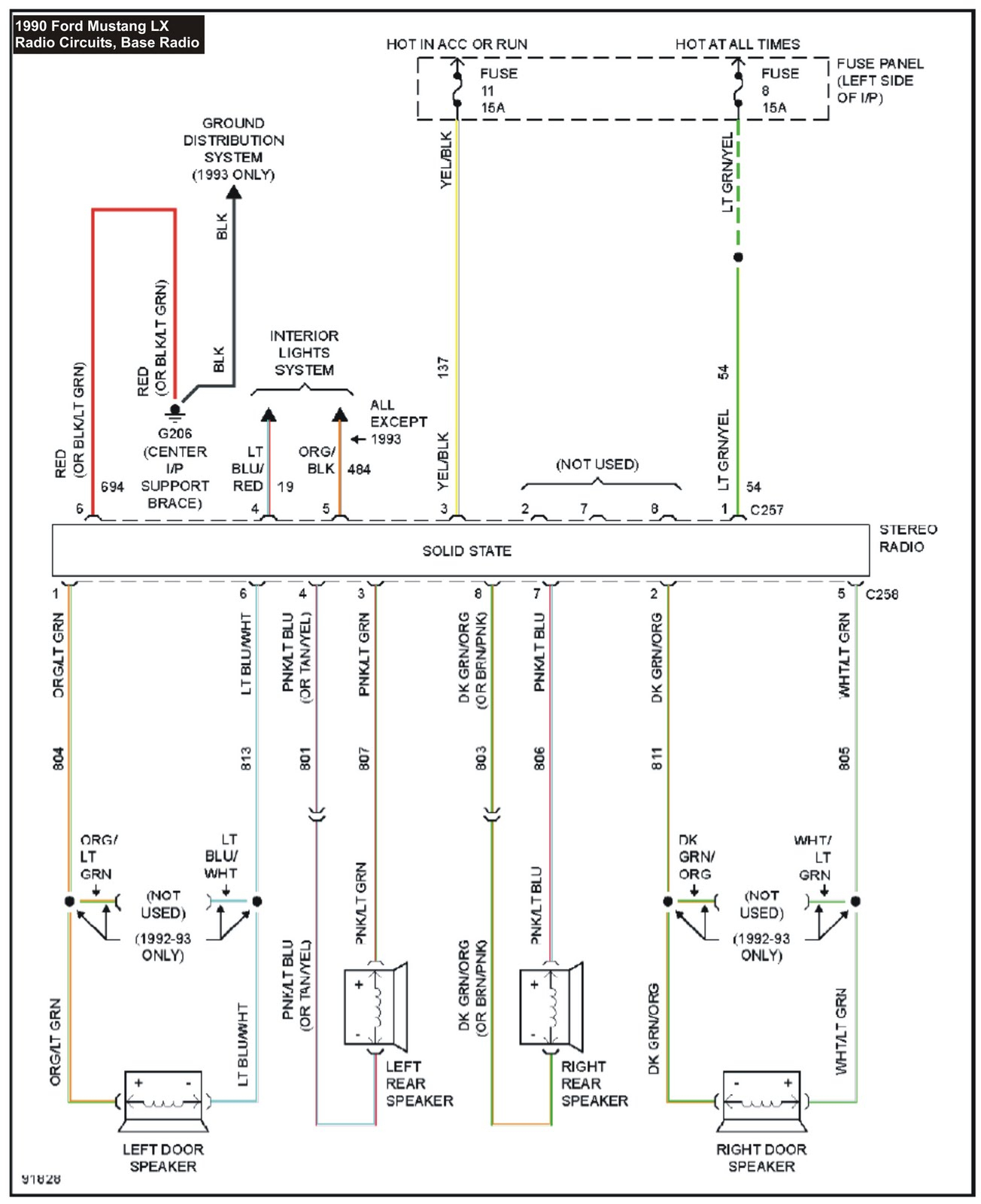 1990 Mustang System Wiring Diagrams Radio Circuits Base Radio  - 2016 Ram 1500 Stereo Speaker Wiring Diagram