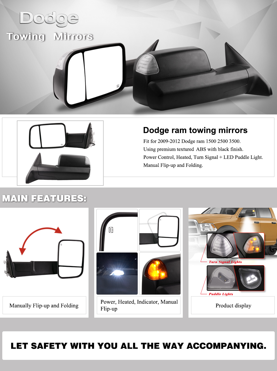 Amazon Dodge Towing Mirrors YITAMOTOR Ram Tow Mirrors With Power  - 2014 Ram 2500 Mirror Turn Signal Wiring Diagram