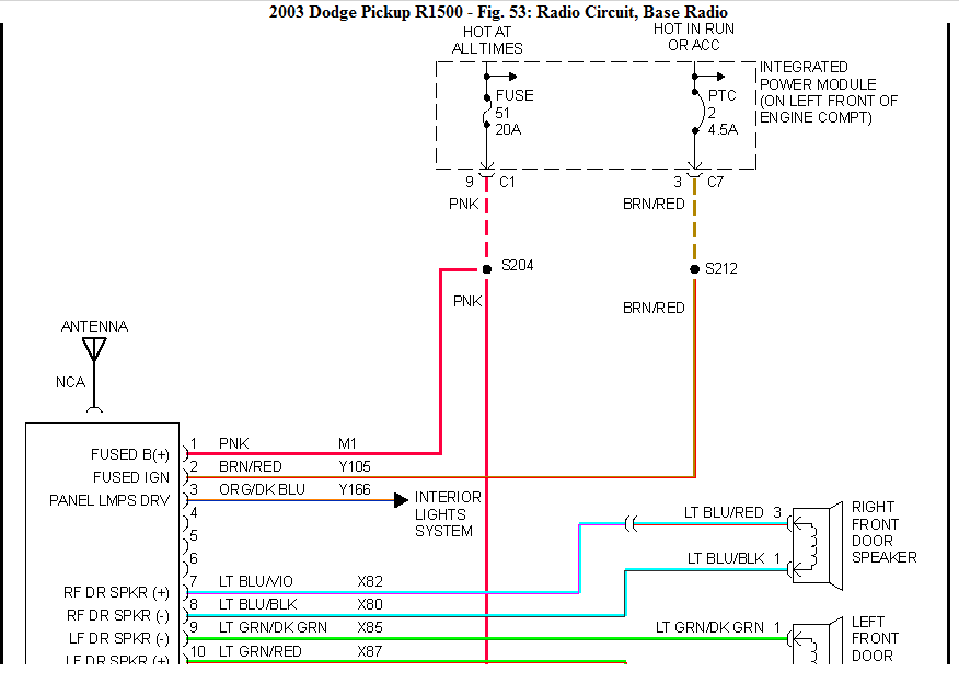 Can I Get The Wiring Diagram For The Radio In A 2003 Dodge Ram 1500 Pickup - 1988 Dodge RAM Speaker Wiring Diagram