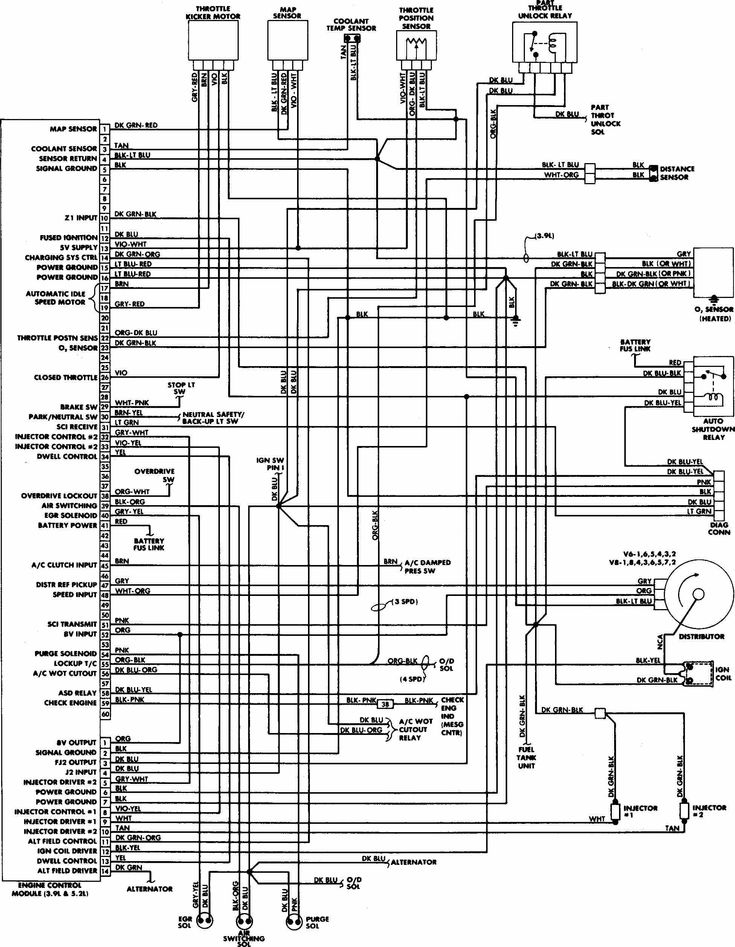Engine Control Wiring Diagram Of 1988 Dodge W100 Dodge Durango Dodge 