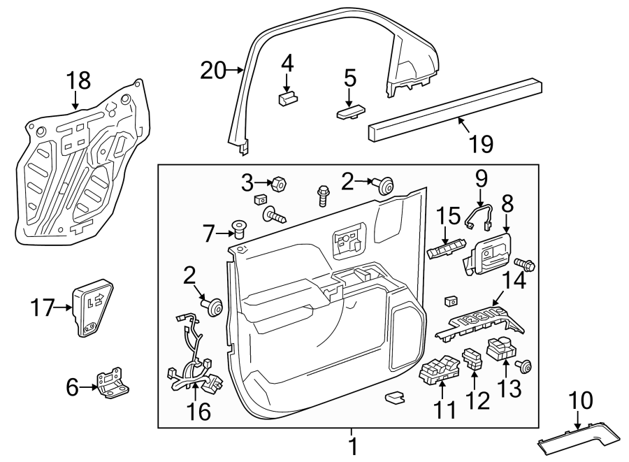 GMC Sierra 1500 Door Interior Trim Panel 23427666 GM Parts  - 2013 Ram 1500 Side Mirror Wiring Diagram