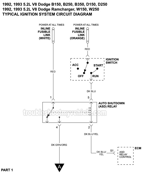 Ignition System Wiring Diagram 1992 1993 5 2L V8 Dodge Pickup And Van  - 2005 Dodge RAM Cmp Ckp Wiring Diagram