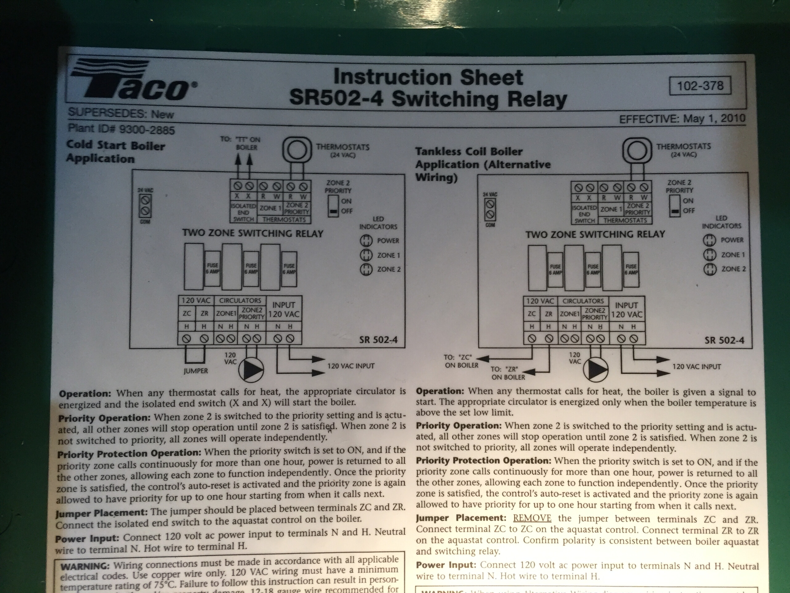 Taco 502 4 Switching Relay Wiring Diagram Complete Wiring Schemas - Ram Jet 502 Wiring Diagram