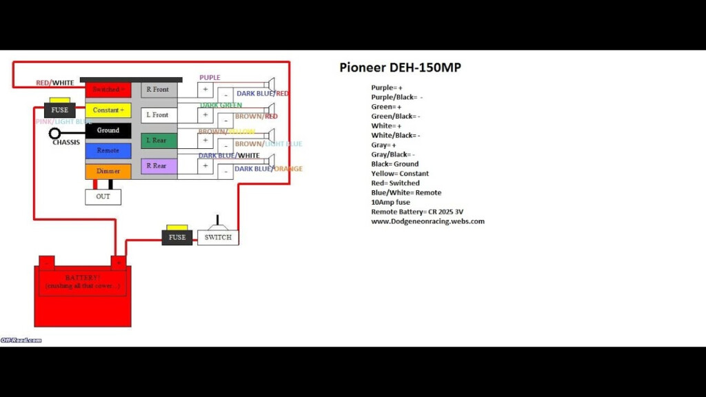 Wire Diagram For The Pioneer DEH 150MP And 2000 Dodge Neon YouTube
